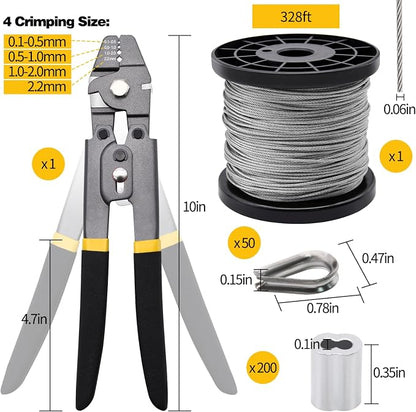 328ft 1/16" Wire Rope Crimping Tool Kit