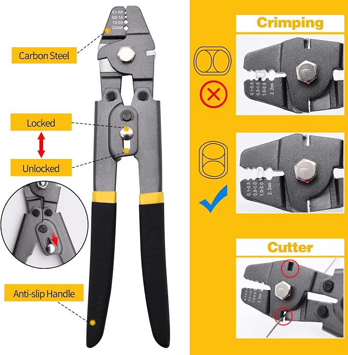 328ft 1/16" Wire Rope Crimping Tool Kit