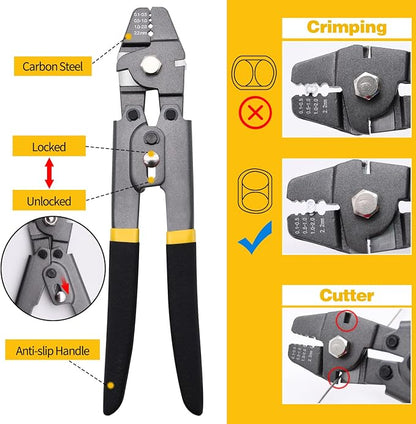 328ft 1/16" Wire Rope Crimping Tool Kit