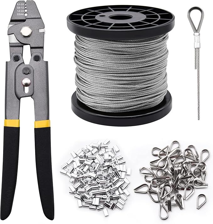 328ft 1/16" Wire Rope Crimping Tool Kit